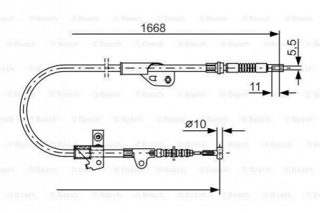 1987477755 BOSCH BOSCH NISSAN Трос ручного тормоза Primera 99- 1668 задн. прав.