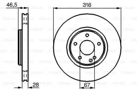 0986478625 BOSCH BOSCH Тормозной диск перед.(вентил.) DB W210 3,2-5,0 (316*28)