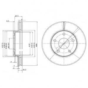 BG2346 Delphi DELPHI FORD Диск тормозной передн.Scorpio 85- (вентилируемый)