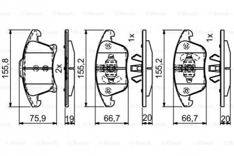 0986495407 BOSCH BOSCH FORD Колодлки торм. пер. Mondeo 14-, Galaxy, S-Max 15-