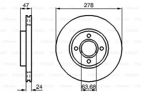 0986478427 BOSCH BOSCH FORD Диск тормозной передний SCORPIO 2.9I 278 24 22.2