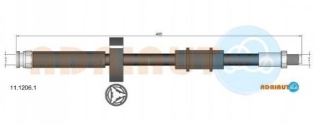 11.1206.1 ADRIAUTO ADRIAUTO FIAT Шланг тормозной передний Ducato 94- (без ABS)