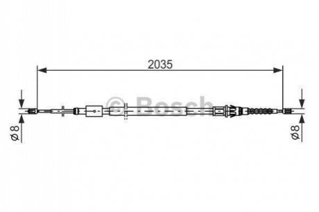 1987477598 BOSCH BOSCH Трос ручного тормоза (2035мм) CITROEN C4,PEUGEOT 307