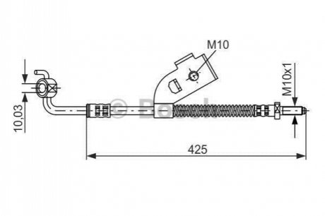 1987476568 BOSCH BOSCH FORD Шланг тормозной передн. лев. Escort/Orion 90-
