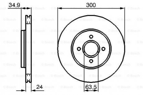 0986479048 BOSCH BOSCH Диск торм пер. FORD Mondeo III 1.8 2.0 2.0TDCI 00-