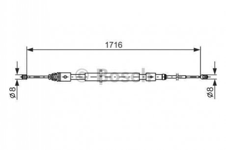 1987477599 BOSCH BOSCH CITROEN Трос ручного тормоза C3 лев/прав (барабан)