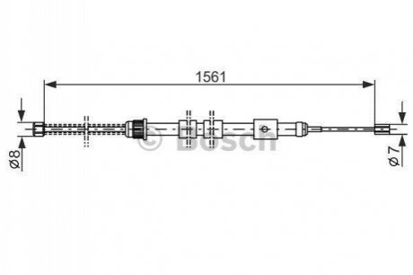 1987477430 BOSCH BOSCH PEUGEOT Трос ручного тормоза задн. прав. 306 -01.