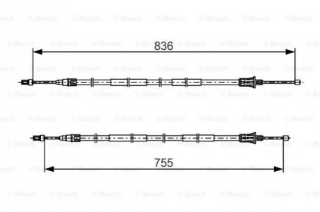 1987482800 BOSCH BOSCH RENAULT Трос ручного тормоза (электро) Scenic 03-
