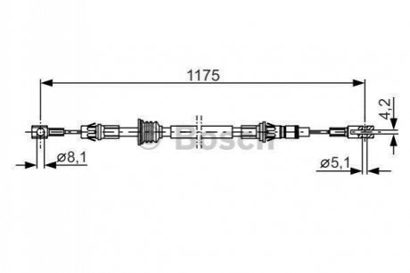 1987482012 BOSCH BOSCH RENAULT Трос ручного тормоза Master 98- передний