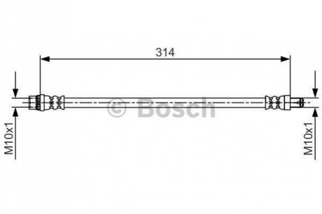 1987481718 BOSCH BOSCH Шланг тормозной пер. (15&quot;) DACIA Logan 07-