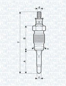 062900016304 MAGNETI MARELLI MAGNETI MARELLI Свеча накала Renault Clio,Megane 1.9D