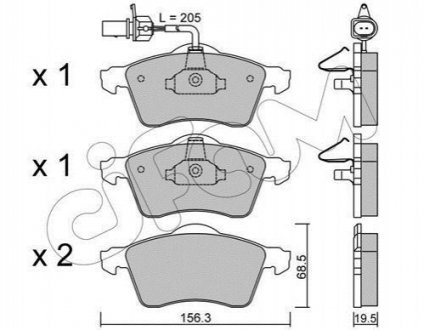 822-263-1 CIFAM CIFAM VW Тормозные колодки передн. T4 96- (с датч.)