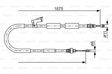 1987482057 BOSCH BOSCH MAZDA Трос ручного тормоза задн. правый 3 03-