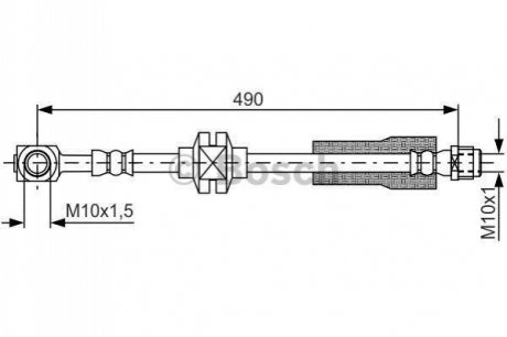 1987481809 BOSCH Гальмівний шланг OPEL/CHEVROLET Insignia/Malibu \'\'F \'\'1,6-2,8 \'\'08>>