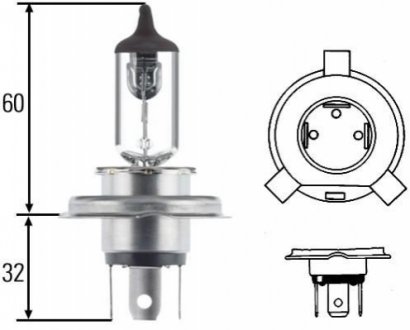 8GJ 002 525-361 HELLA HELLA H4 12V Blue Light (Голубая!) 60/55W Автолампа