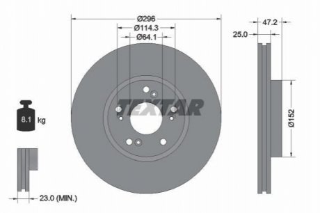 92195000 TEXTAR TEXTAR Тормозной диск пер. HONDA Accord 08- (МКП)