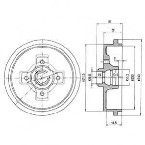 BF310 Delphi DELPHI VW Тормозной барабан задний GOLF,VENTO