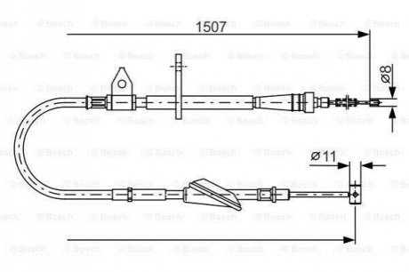 1987477995 BOSCH BOSCH Трос ручного тормоза прав. OPEL Agila