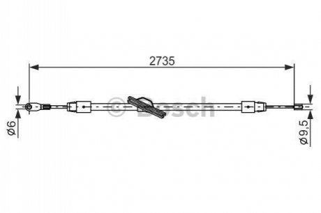 1987477845 BOSCH BOSCH Трос ручного тормоза средний DB C203