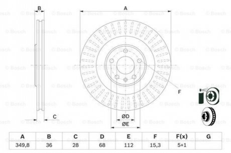 0986479E41 BOSCH BOSCH Диск торм. зад. AUDI A6 20-