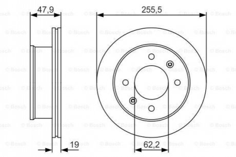 0986479S21 BOSCH Гальмівний диск HYUNDAI Getz 255,5 mm\'\'F \'\'1,1-1,6 \'\'02->>1 PR2