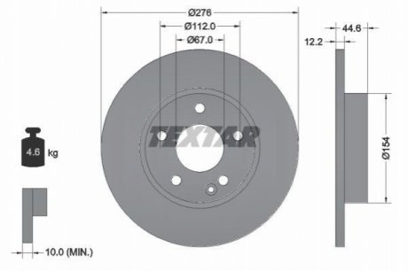 92131803 TEXTAR Диск гальмівний MERCEDES A(W169) "F D=276mm "04-"12