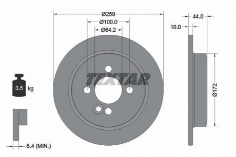 92175003 TEXTAR Диск гальмівний MINI Mini(R50,R57) "R D=259mm "01-15