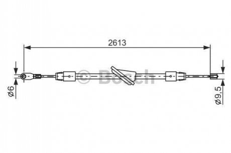 1987477701 BOSCH Гальмівний трос (передня частина) 1613mm MB E W210