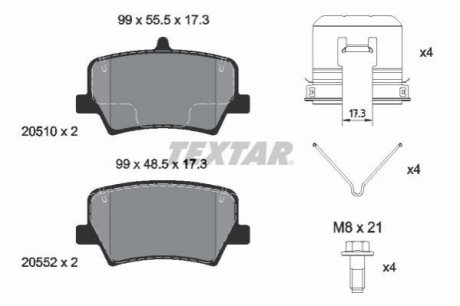 2051001 TEXTAR Гальмівні колодки VOLVO XC40 "R "17>>