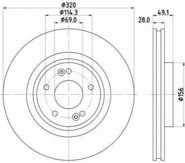 8DD355125121 HELLA Диск гальмівний з покриттям PRO; передн.