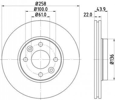 8DD355118491 HELLA Диск гальмівний з покриттям PRO; передн.