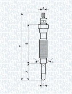 062900072304 MAGNETI MARELLI MAGNETI MARELLI свічка розжарювання HYUNDAI 2,5 MITSUBISHI 2,3/2,5 NISSAN 2,3/2,5