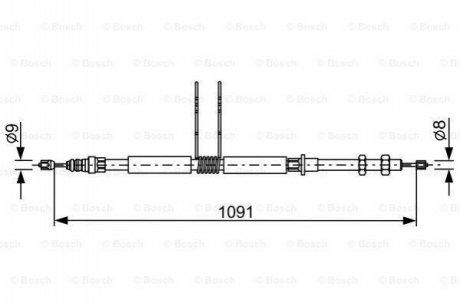 1987477649 BOSCH BOSCH RENAULT трос ручного гальма задн. прав. Safrane (+ABS) 92-, Espace (+ABS)