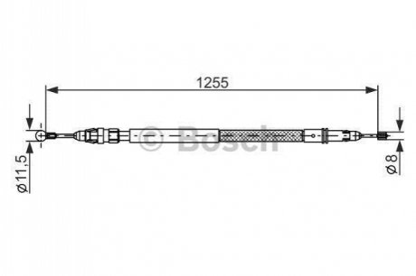 1987482235 BOSCH BOSCH CITROEN трос ручного гальма прав.Jumpy,Fiat Scudo,Peugeot 07- (1255mm)