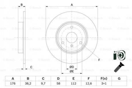 0986479E74 BOSCH BOSCH DB гальмівний диск передн Smart Fortwo -07,City-Coupe -04,Roadster -05