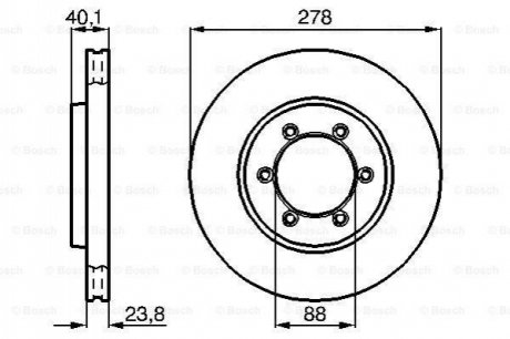 0986478967 BOSCH BOSCH SSangYong диск гальмівний передній Rexton, Korando (278*23,8)