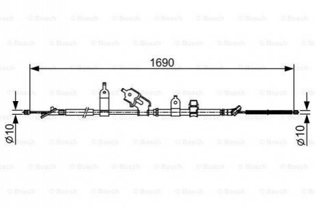 1987482443 BOSCH BOSCH TOYOTA трос ручного гальма прав. YARIS / VIOS седан 1.3 06-