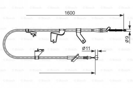 1987482428 BOSCH BOSCH OPEL трос ручного гальма лів. AGILA 08-, SUZUKI SPLASH 08-