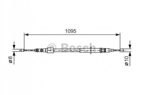 1987477660 BOSCH BOSCH OPEL трос ручного гальма задн. лів. Corsa C 01- (бараб.)