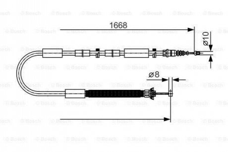 1987477911 BOSCH BOSCH трос ручного гальма задн. прав FIAT Bravo 07-, Stilo 01-