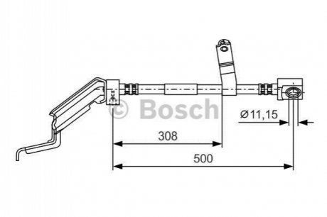 1987476866 BOSCH BOSCH CHRYSLER шланг гальмівний передн.прав.Grand Voyager 95-