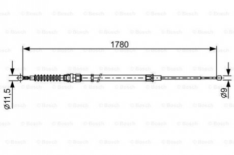 1987482458 BOSCH BOSCH SKODA трос ручного гальма лів./прав.Rapid,Seat 12- (1