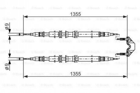 1987477868 BOSCH BOSCH OPEL трос ручного гальма задн. (бараб.) Zafira 1,6 01-