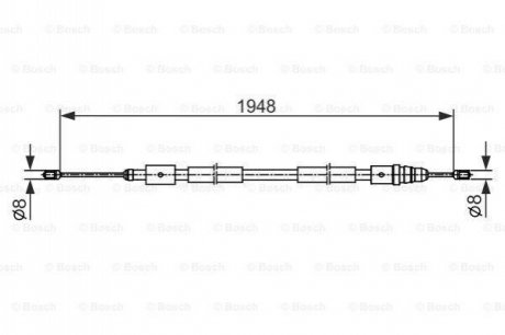 1987482541 BOSCH BOSCH CITROEN трос стоян.гальма C4 Picasso 05- прав.диск.