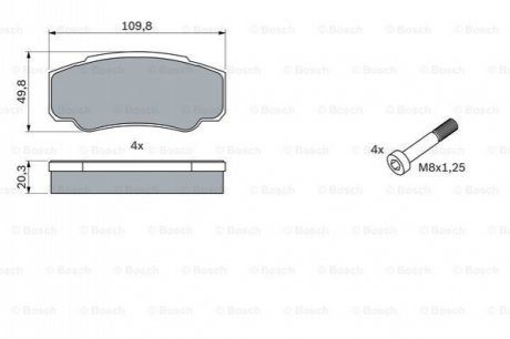 0986424876 BOSCH BOSCH CITROEN гальм. колод. задн. JUMPER 1.9-2.5D,TD 02-