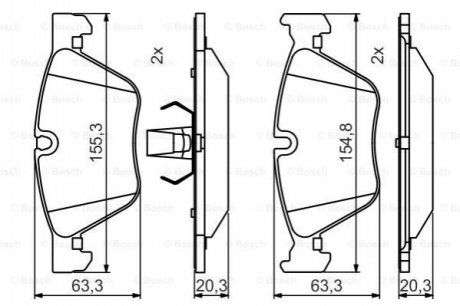 0986495480 BOSCH BOSCH BMW гальмівні колодки передн.5 F10 518d-528i 11-