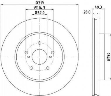 8DD355114-981 HELLA Гальмівний диск перед. Lexus RX 03-08 3.0-3.5 (PRO)