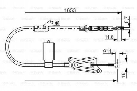 1987477915 BOSCH BOSCH NISSAN трос ручного гальма лів.Almera 01- ABS