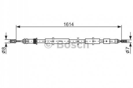 1987477432 BOSCH BOSCH трос ручного гальма задн. прав. PEUGEOT 306