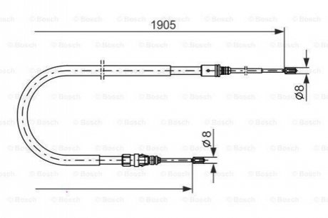 1987477237 BOSCH BOSCH PEUGEOT трос ручного гальма 207 лів./прав.